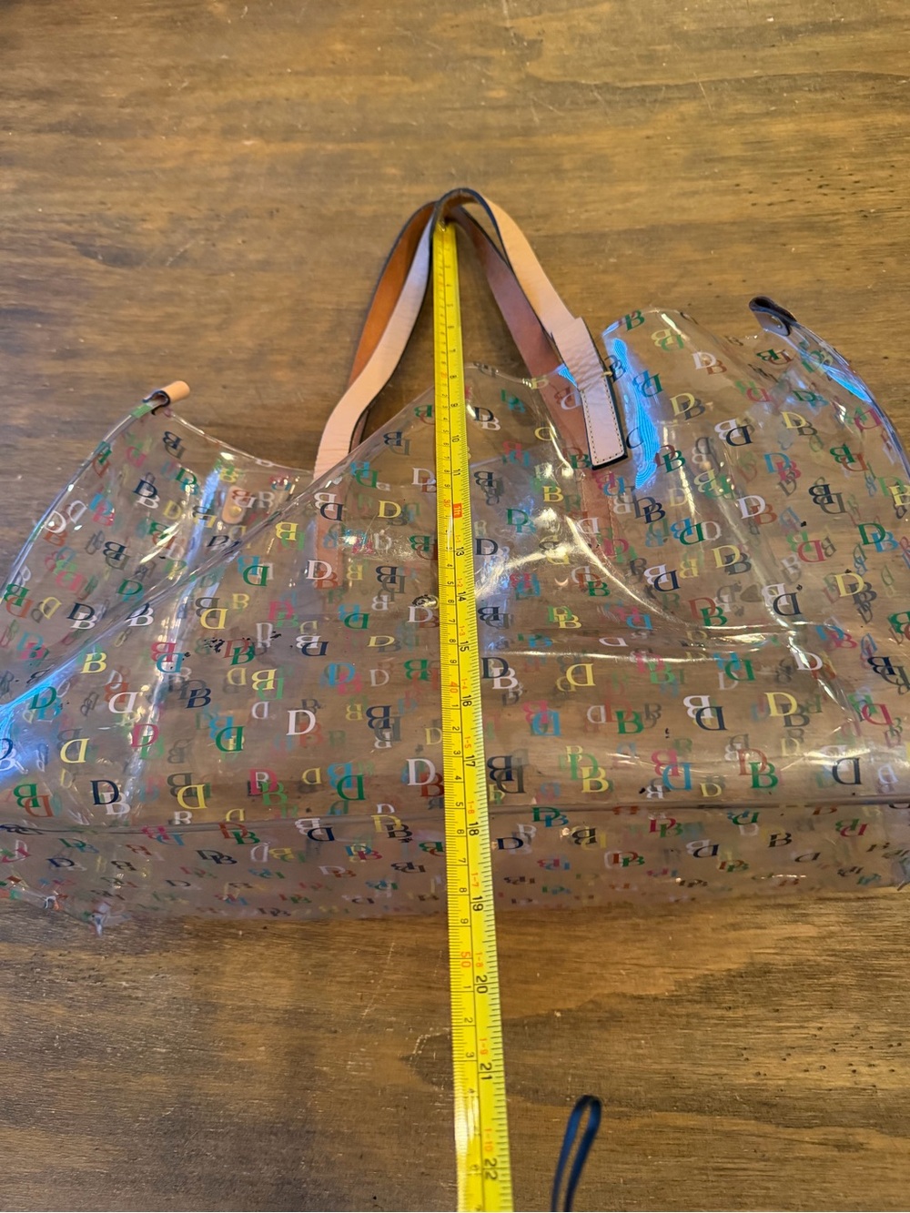 Dooney and Bourke Multicolor Clear XL shopper tan leather Signature - Picture 11 of 13